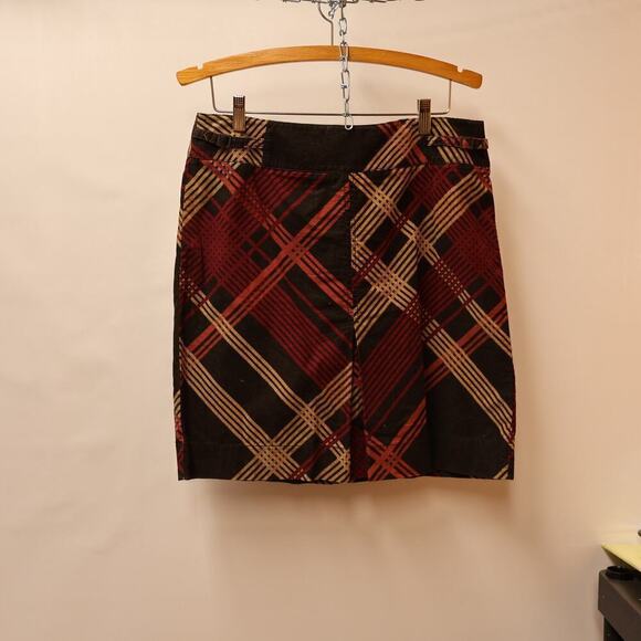 Ann Taylor Corduroy Pencil Skirt Front Pleat Hidden Zipper Multicolor Pattern - Picture 12 of 14